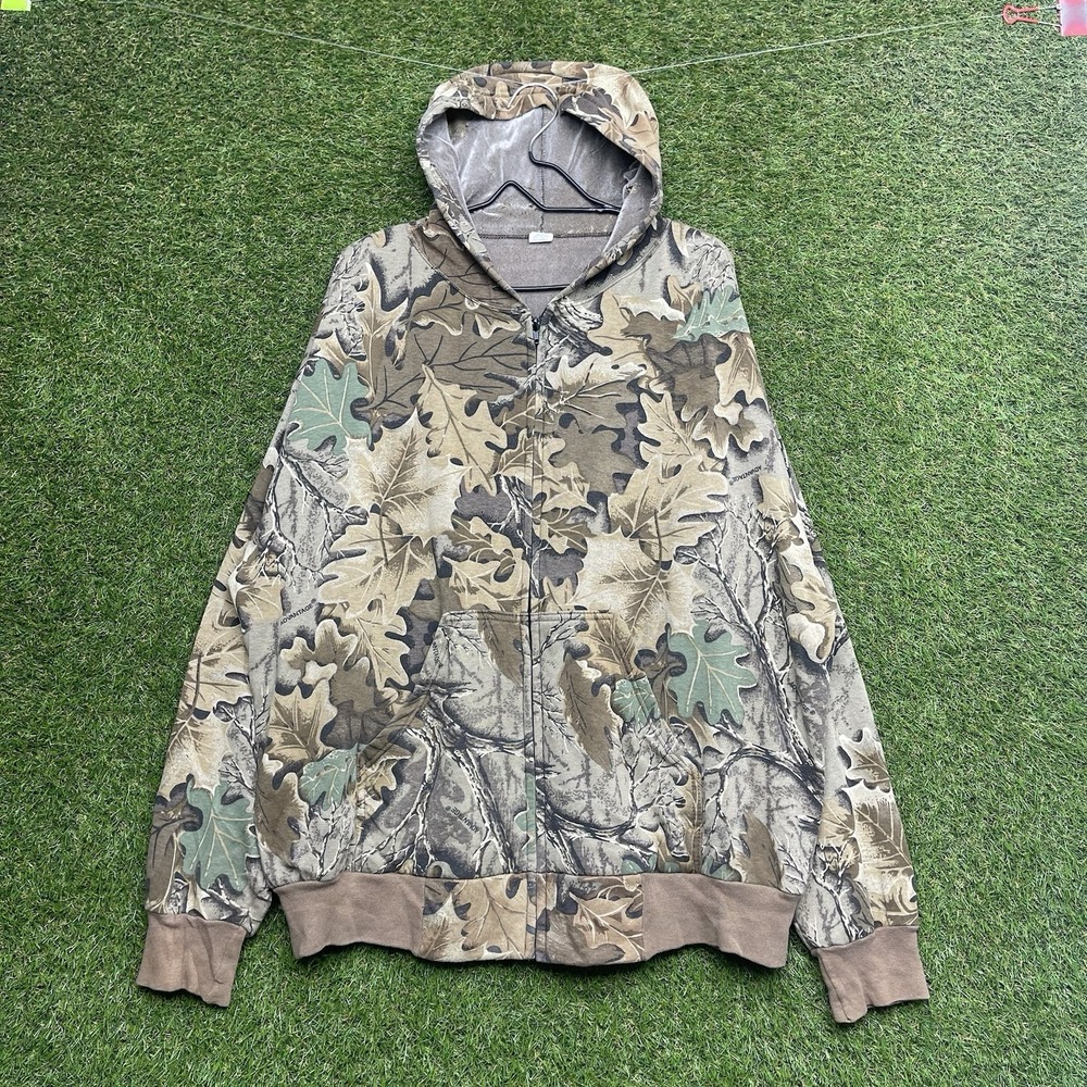 Vintage Walls Hoodie Mens 3XL Camo Realtree Full Zip Hunting Lightweight Velour